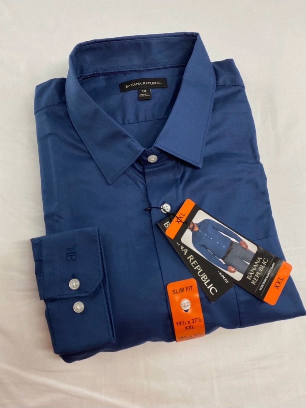 Banana Republic Men's Long Sleeve Slim Fit Cotton Dress Shirt Blue XXL 19.5
